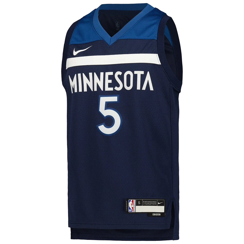 Youth Nike Anthony Edwards Navy Minnesota Timberwolves Swingman Jersey - Icon Edition