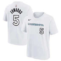 T-shirt Nike Anthony Edwards blanc pour jeune Minnesota Timberwolves 2024/25 City Edition avec nom et numéro