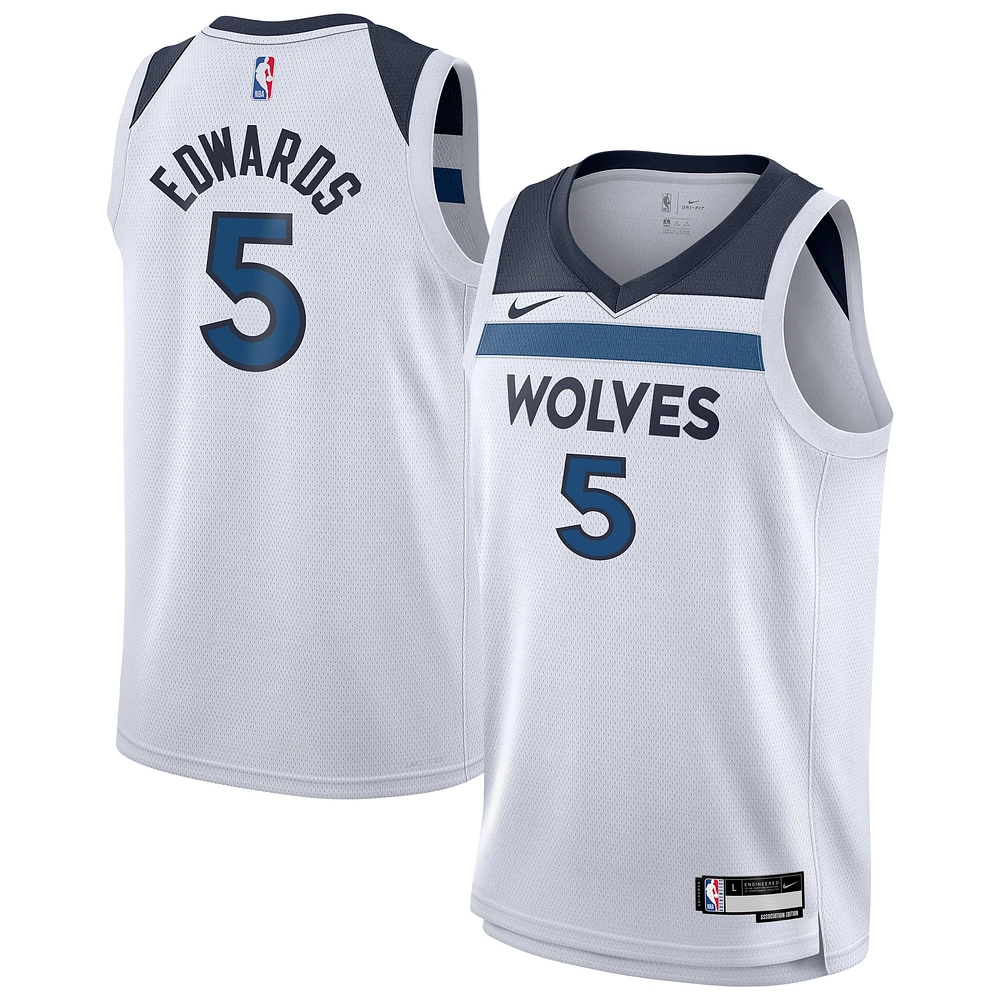 Maillot Nike Anthony Edwards Swingman blanc pour jeune des Minnesota Timberwolves - Édition Association