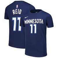 T-shirt avec nom et numéro Nike Naz Reid pour jeunes Minnesota Timberwolves Icon Edition, bleu marine