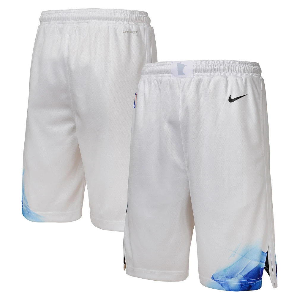 Short de performance Nike blanc pour jeune Minnesota Timberwolves City Edition Swingman 2024/25