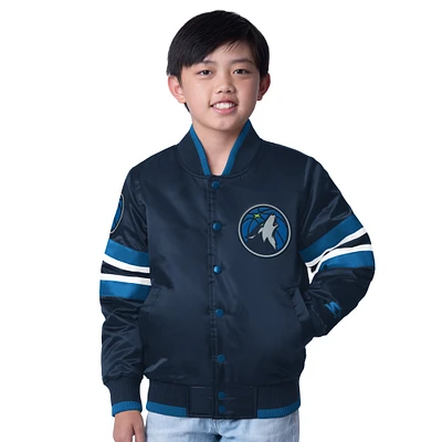 Veste à boutons-pression complète Scout Varsity des Minnesota Timberwolves pour jeunes Starter Navy