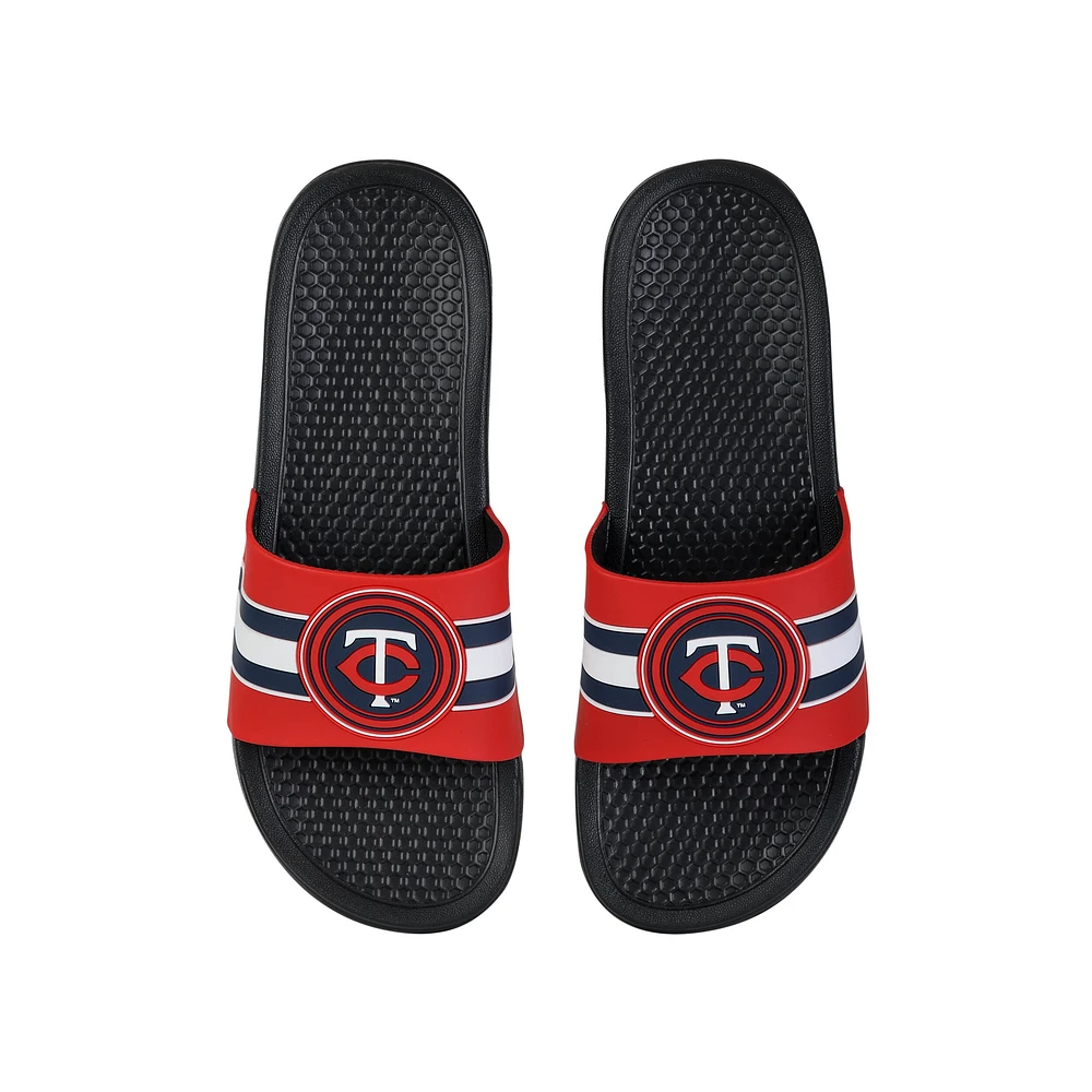 FOCO Minnesota Twins - Sandales à enfiler surélevées rayures