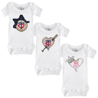 Minnesota Twins Tiny Turnip Girls Infant 3-Piece Bodysuit Set - White