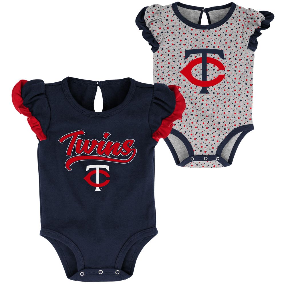 Girls Newborn Navy/Heathered Gray Minnesota Twins Scream & Shout Two-Pack Bodysuit Set