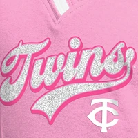 Girls Youth New Era Pink Minnesota Twins Mommy & Me Raglan V-Neck T-Shirt