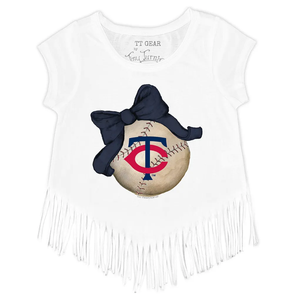 Lids Minnesota Twins Tiny Turnip Girls Youth Baseball Love Fringe T-Shirt -  White