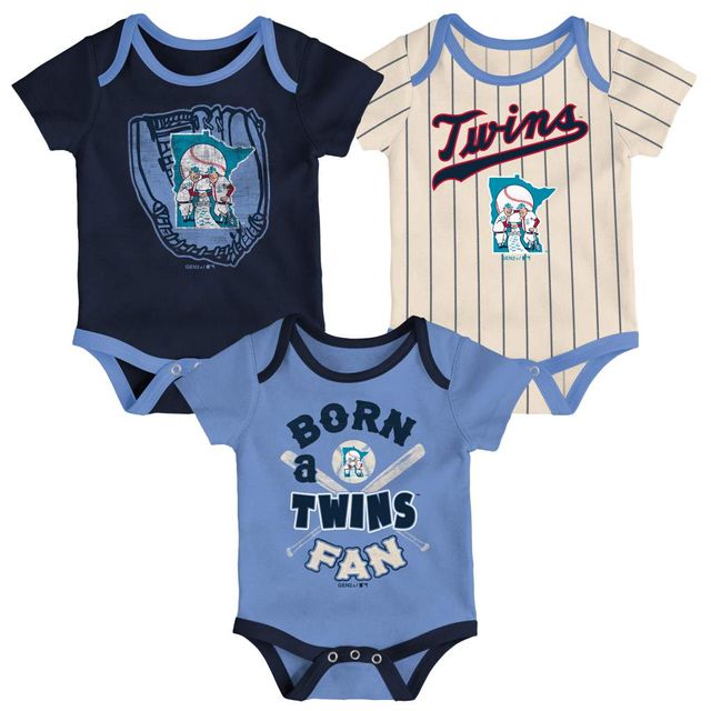 Ensemble de 3 bodys Minnesota Twins Future #1 pour bébé, bleu marine/bleu clair/crème