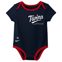 Ensemble de trois bodys Nike Minnesota Twins Authentic Collection pour bébé