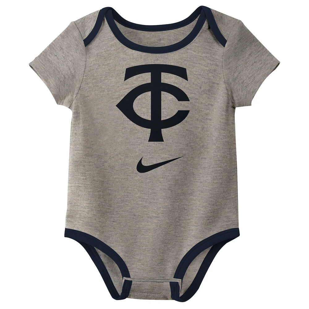 Ensemble de trois bodys Nike Minnesota Twins Authentic Collection pour bébé