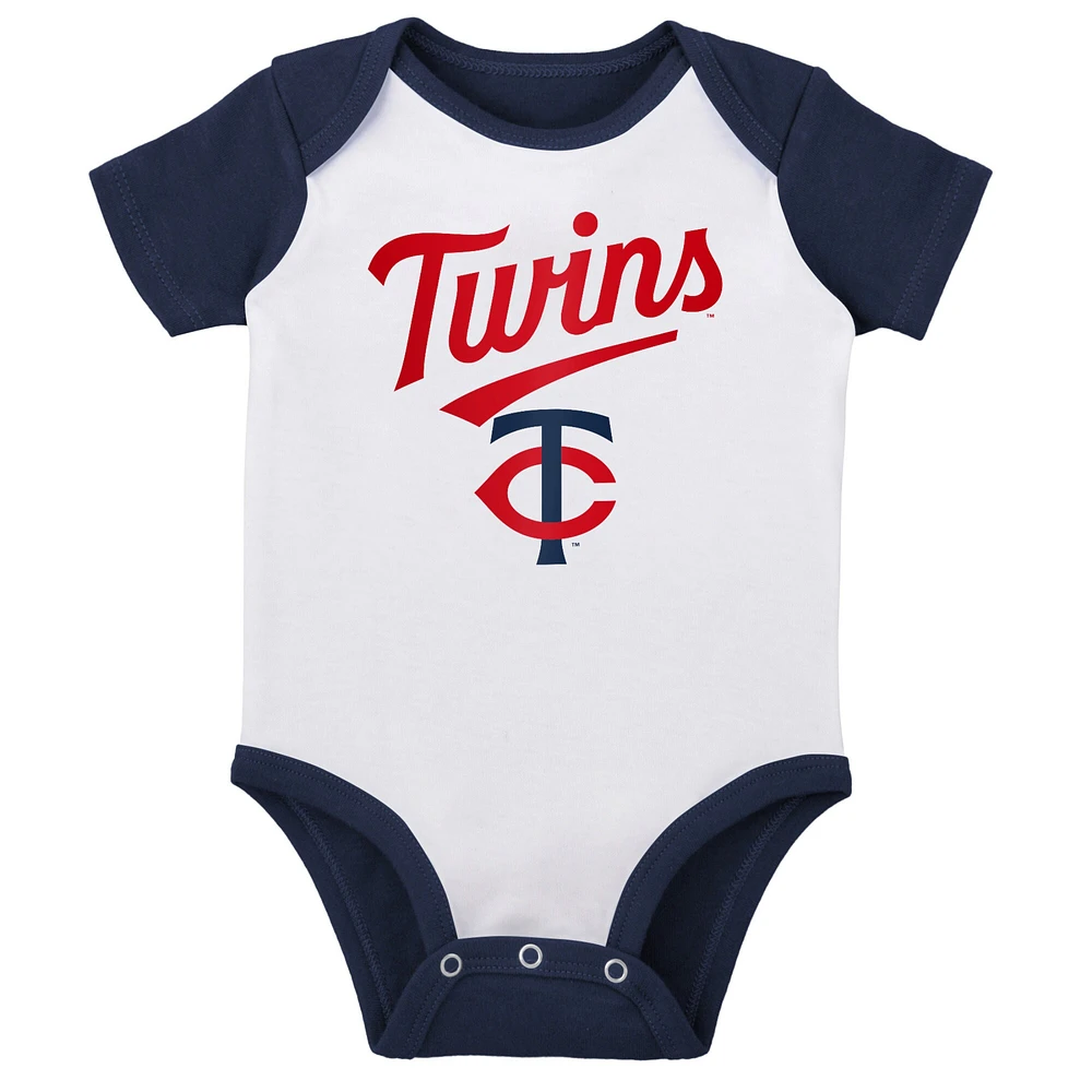 Ensemble de deux bodys Little Slugger blanc/gris chiné Minnesota Twins pour bébé