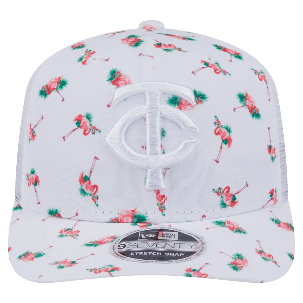 Men's New Era  White Minnesota Twins Flamingo Mesh Back 9SEVENTY Stretch-Snap Hat