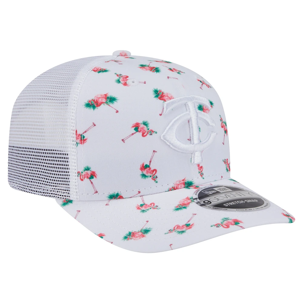 Men's New Era  White Minnesota Twins Flamingo Mesh Back 9SEVENTY Stretch-Snap Hat