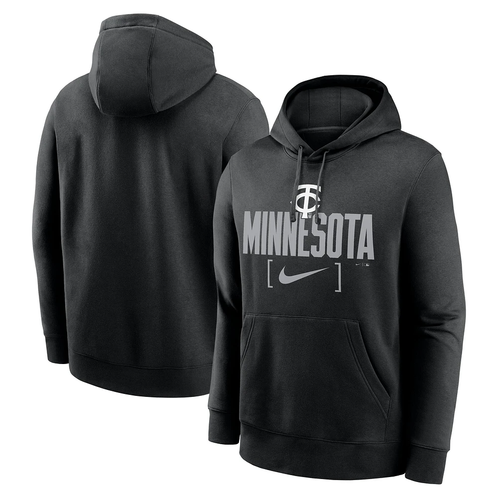 Men's Nike  Black Minnesota Twins Club Stack Fleece Pullover Hoodie