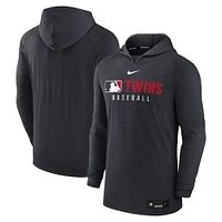 Sweat à capuche Nike pour homme, collection Authentic Tri-Blend Performance, noir chiné, Minnesota Twins