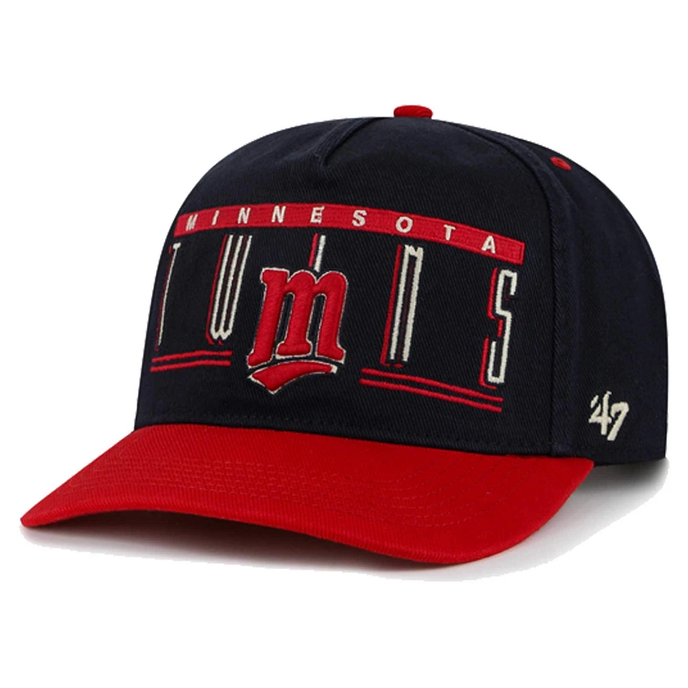 Casquette réglable à double tête Baseline Hitch '47 Navy Minnesota Twins pour hommes