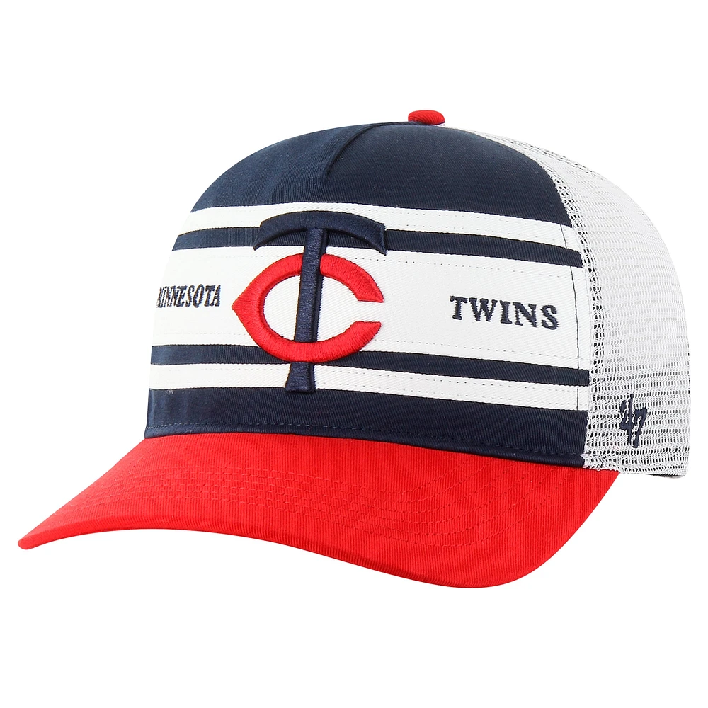 Men's '47 Navy Minnesota Twins Gridiron Super Stripe Relaxed Trucker Hitch Adjustable Hat