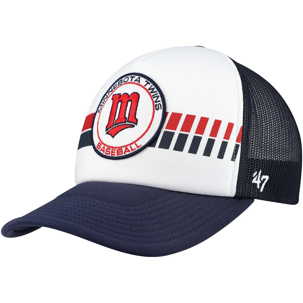 Casquette réglable '47 Minnesota Twins Cooperstown Collection Wax Pack Express Trucker pour hommes, blanc/bleu marine