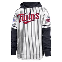 Sweat à capuche blanc double en-tête fines rayures '47 Minnesota Twins pour hommes