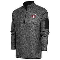 Men's Antigua  Heather Black Minnesota Twins Big & Tall Fortune Quarter-Zip Pullover Jacket