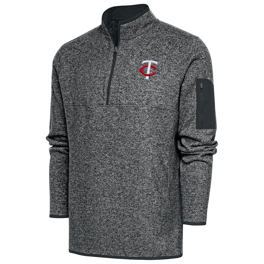 Veste à enfiler glissière quart de tour Fortune Big & Tall Antigua Heather Anthracite pour homme des Minnesota Twins