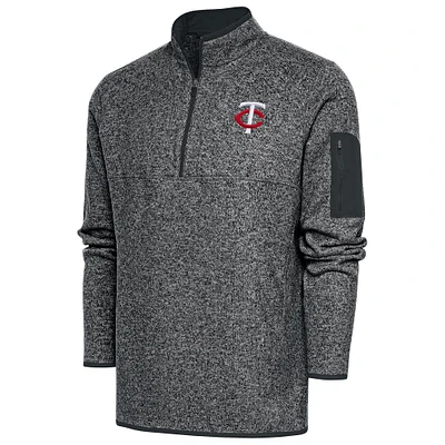 Veste à enfiler glissière quart de tour Fortune Big & Tall Antigua Heather Anthracite pour homme des Minnesota Twins