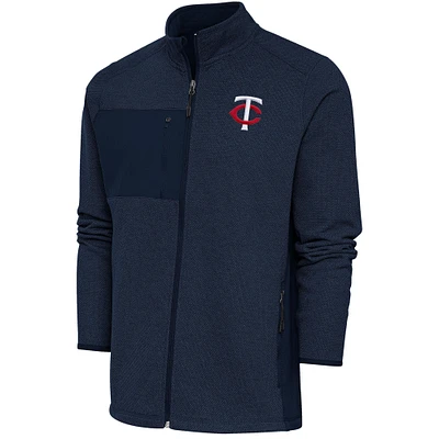 Men's Antigua  Heather Navy Minnesota Twins Course Full-Zip Jacket