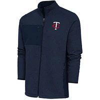Men's Antigua  Heather Navy Minnesota Twins Course Full-Zip Jacket