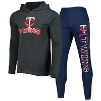 Ensemble sweat à capuche et pantalon de jogging Minnesota Twins Meter Concepts Sport Heather Navy/Heather Charcoal pour homme