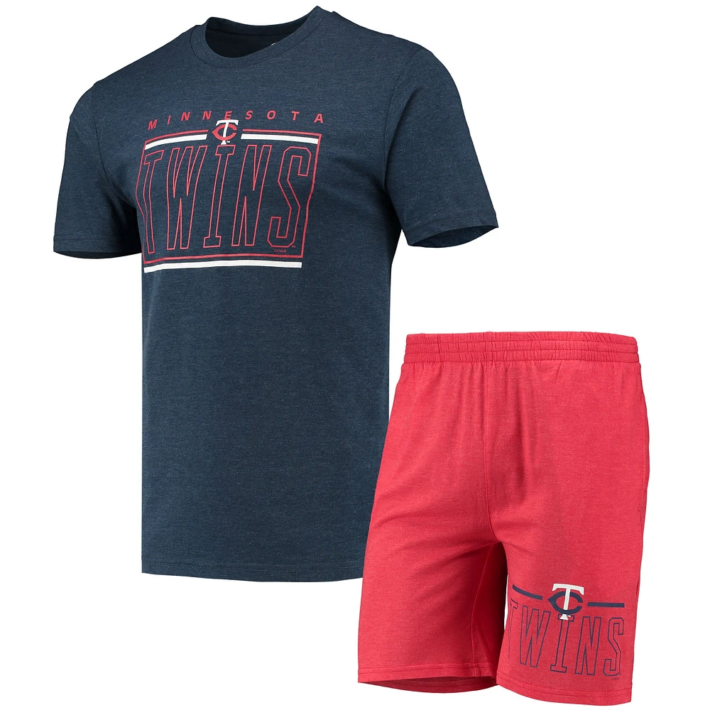 Ensemble de nuit avec t-shirt et short Minnesota Twins Meter Concepts Sport pour hommes, rouge/bleu marine