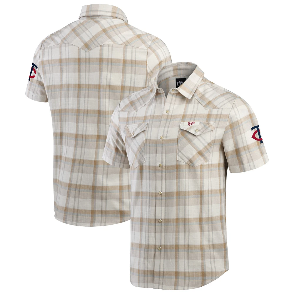 Men's Darius Rucker Collection by Fanatics Gray Minnesota Twins Plaid Full-Snap Shirt