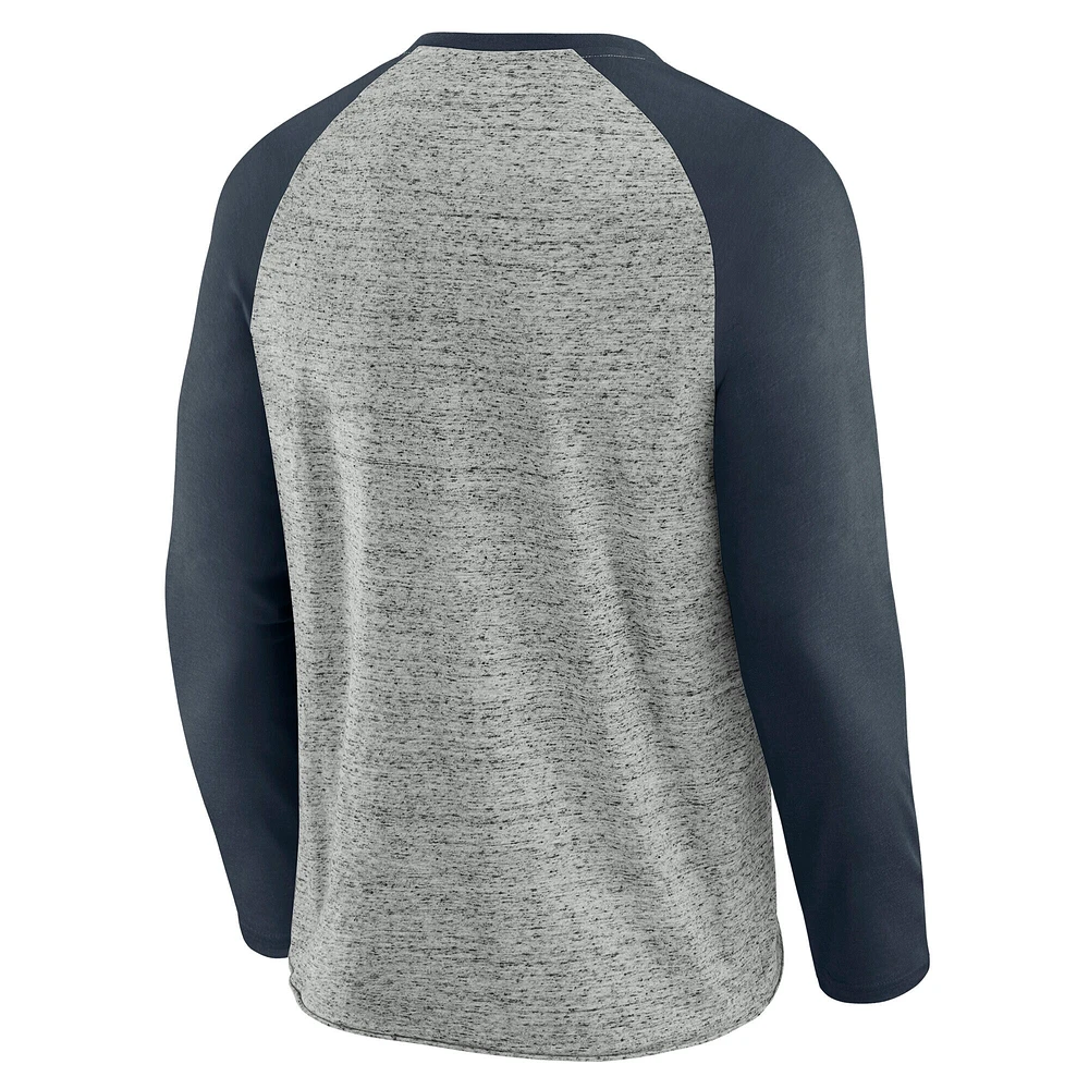 T-shirt de baseball à manches longues raglan bords bruts pour homme Darius Rucker Collection by Fanatics, gris chiné, des Twins du Minnesota