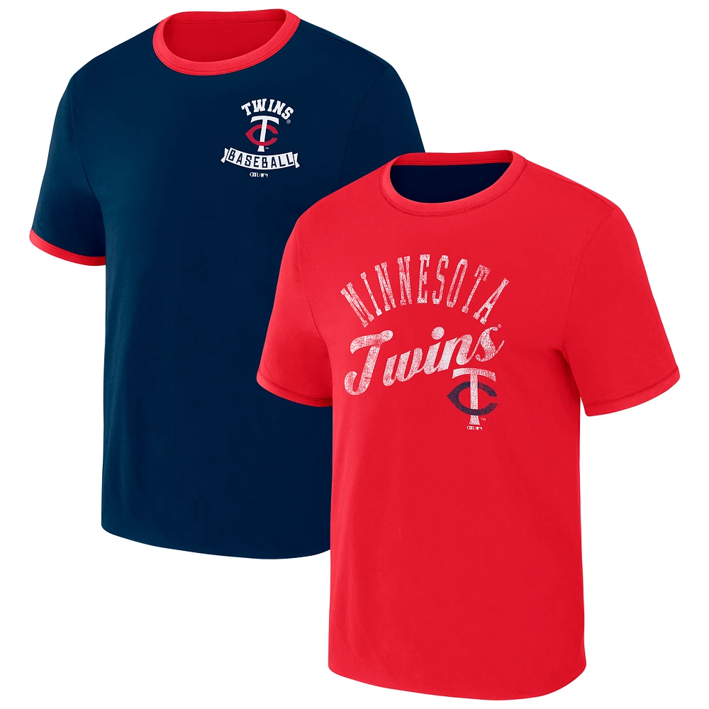 Men's Darius Rucker Collection by Fanatics Navy/Red Minnesota Twins Two-Way Ringer Reversible T-Shirt