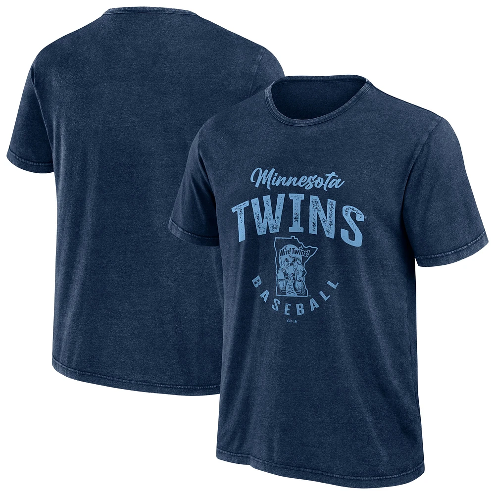 T-shirt délavé pour homme de la collection Darius Rucker Fanatics, bleu marine, des Twins du Minnesota, Cooperstown