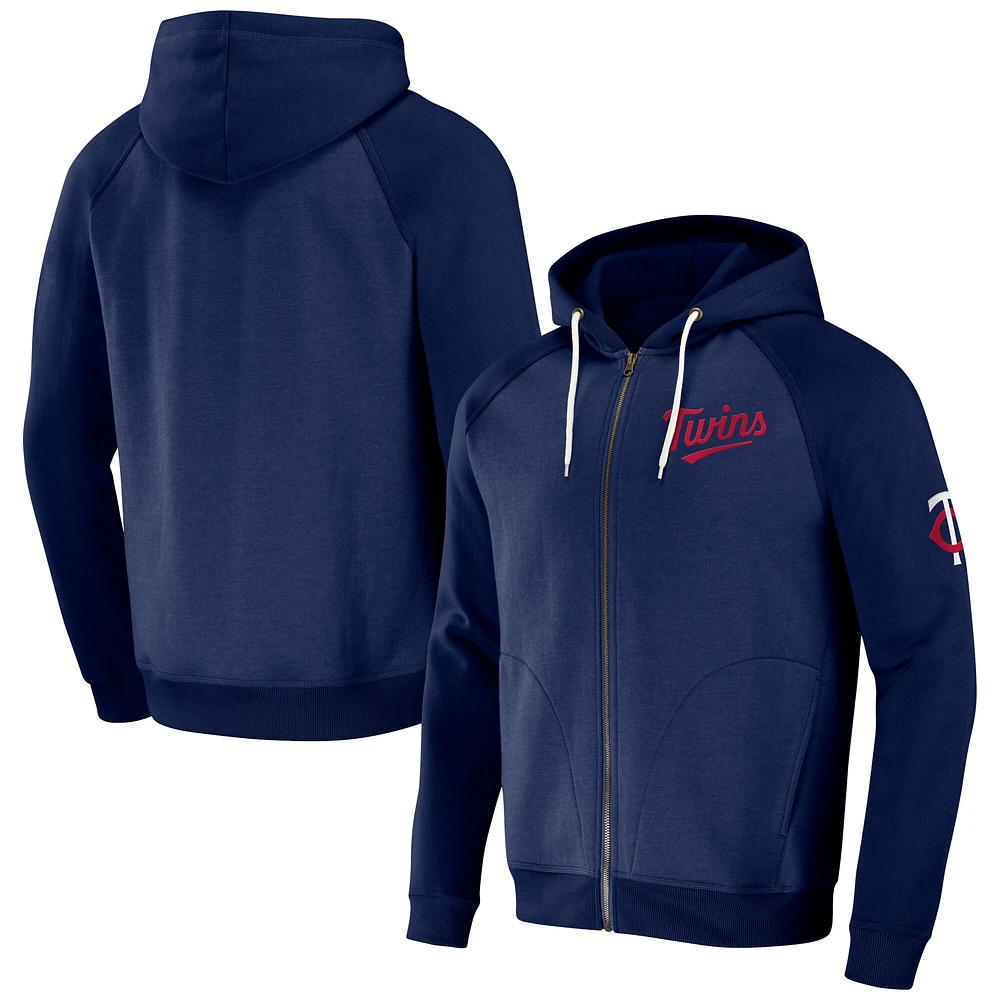 Collection Darius Rucker pour homme par Fanatics Navy Minnesota Twins Raglan Full-Zip Hoodie