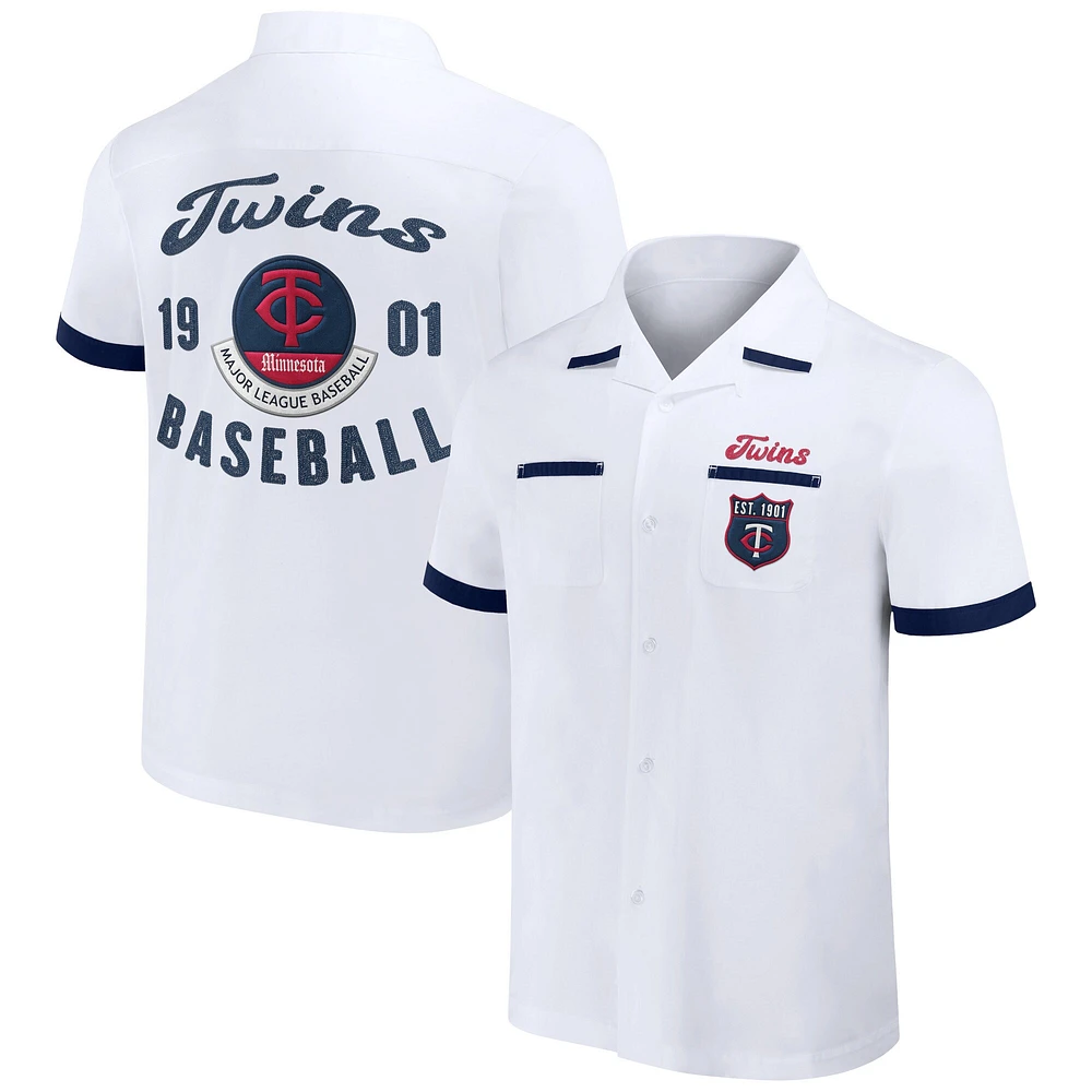 Collection Darius Rucker pour homme par Fanatics White Minnesota Twins Bowling Chemise boutonnée