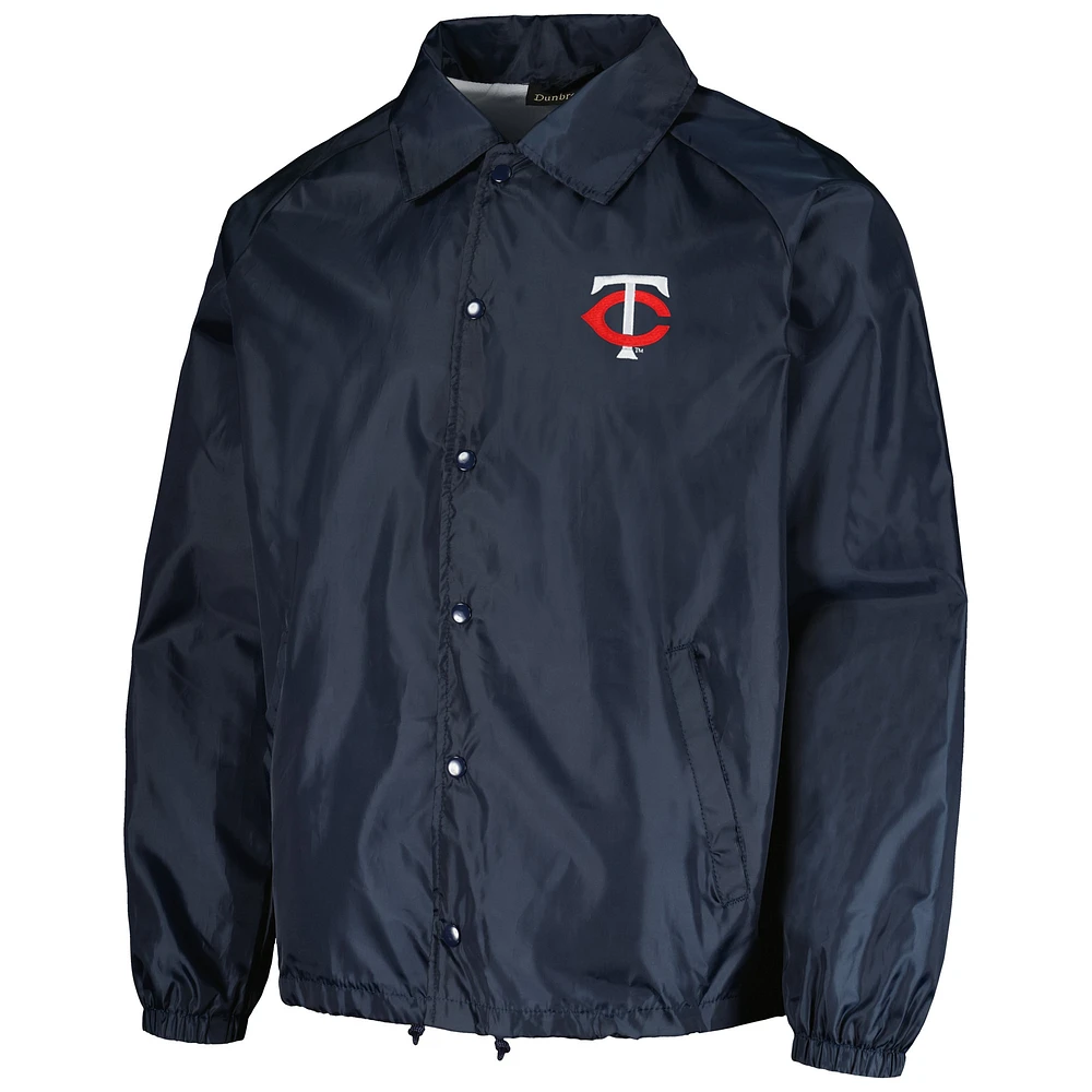 Veste coupe-vent raglan à bouton-pression pour hommes des Twins du Minnesota Dunbrooke Navy