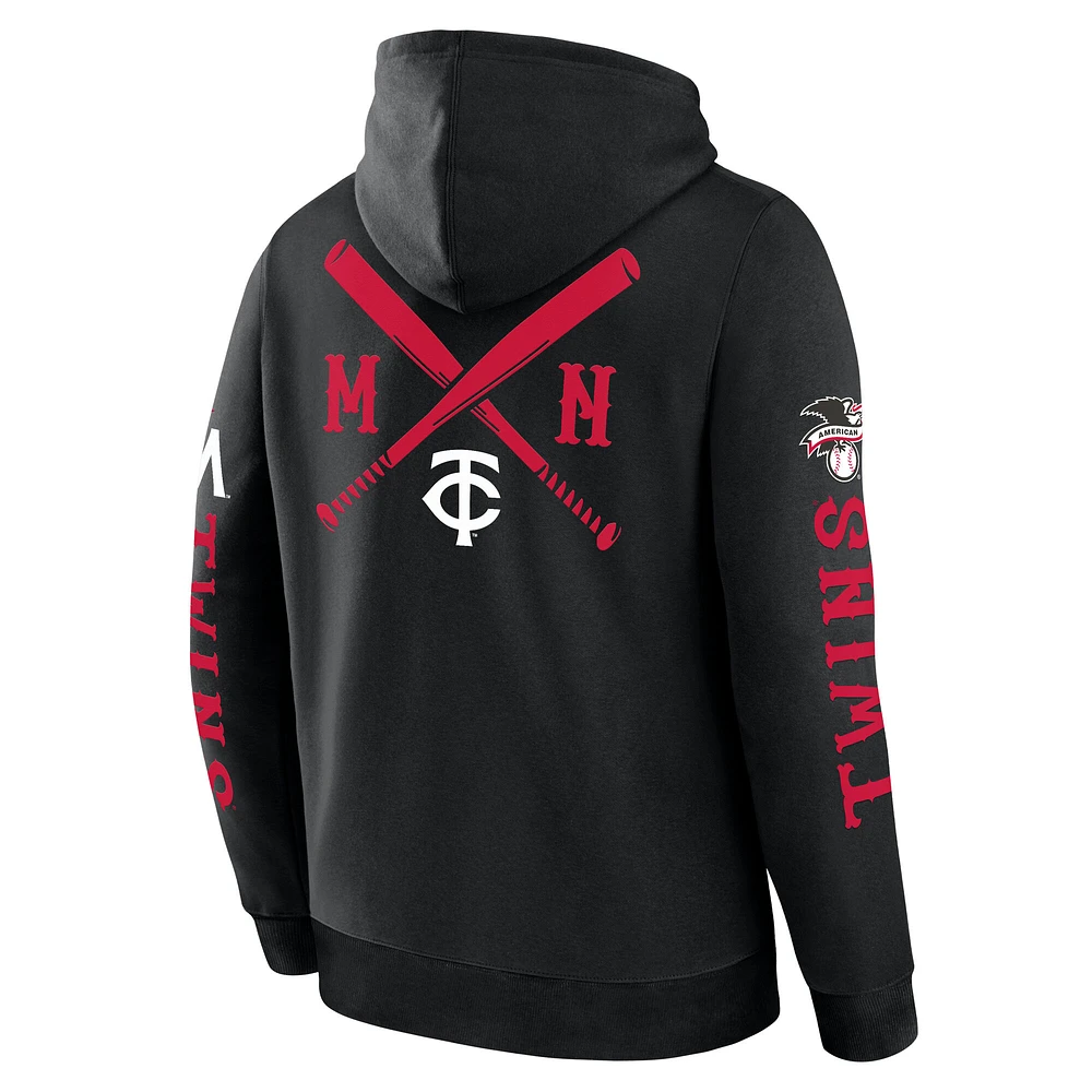 Men's Fanatics Black Minnesota Twins Big City Legacy Fleece Pullover Hoodie