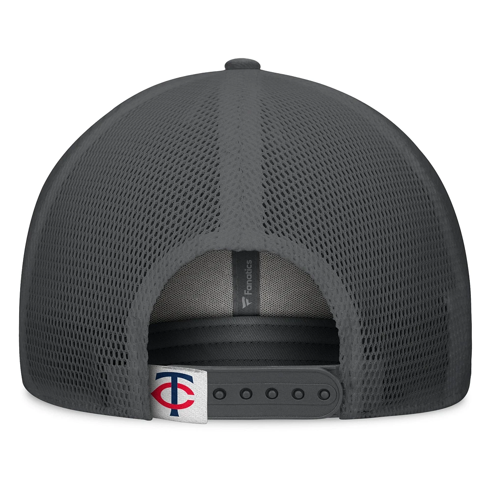 Men's Fanatics Gray/Graphite Minnesota Twins A-Frame Trucker Adjustable Hat