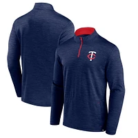 Pull zippé à quart de tour Fanatics Heather Navy Minnesota Twins Fundamentals pour homme