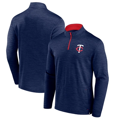 Pull zippé à quart de tour Fanatics Heather Navy Minnesota Twins Fundamentals pour homme