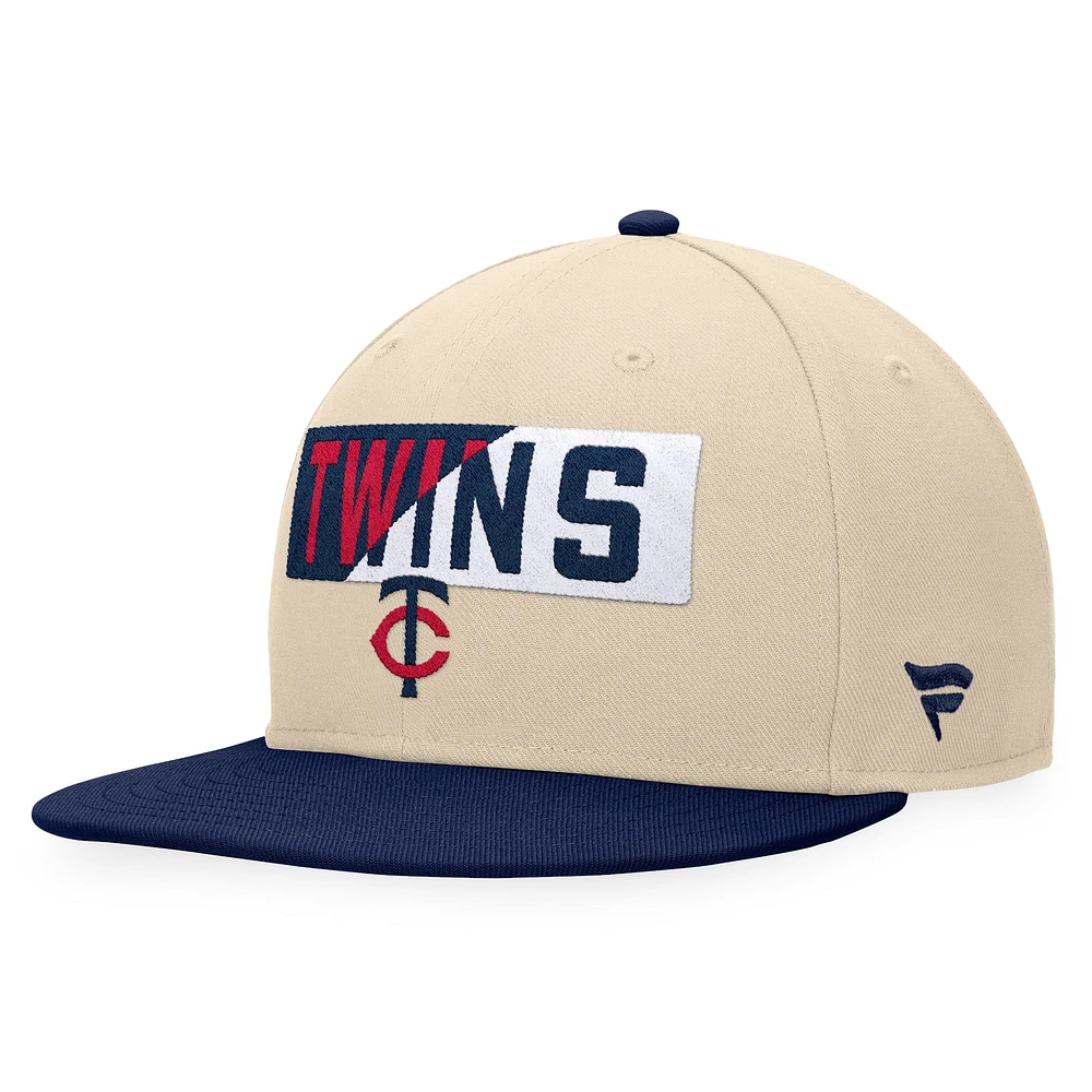 Casquette Snapback Minnesota Twins Cycle Fanatics kaki/bleu marine pour hommes