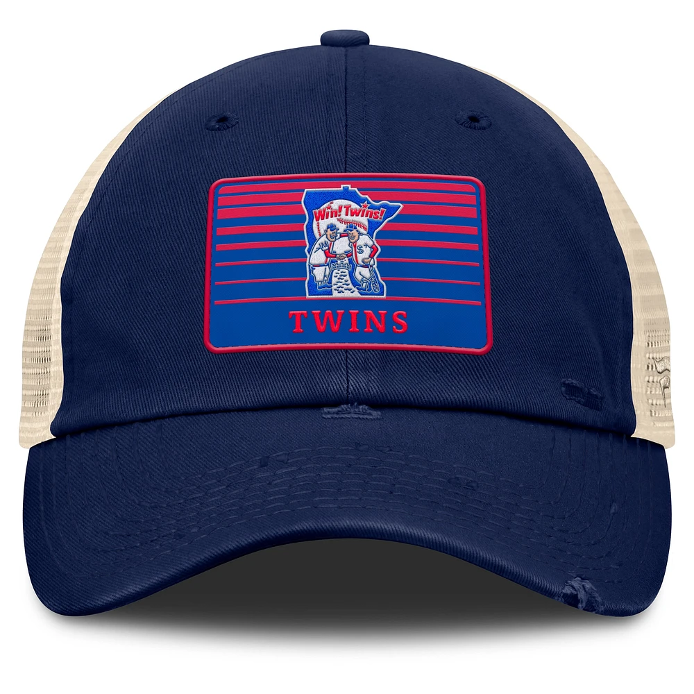 Men's Fanatics  Navy/Natural Minnesota Twins Cooperstown Collection Eastbound Mesh Adjustable Hat