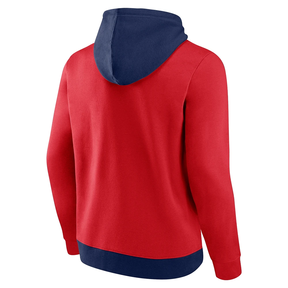 Sweat à capuche avec puce des Minnesota Twins bleu marine/rouge de marque Fanatics pour hommes