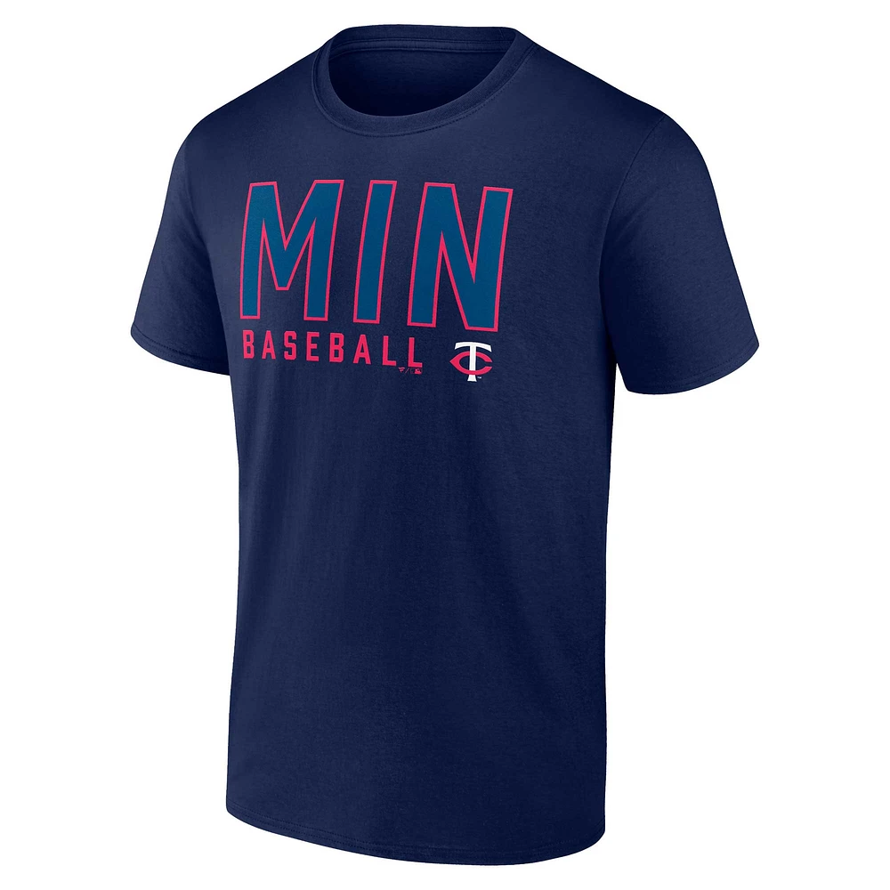 Ensemble de deux t-shirts combinés Fanatics pour hommes bleu marine/blanc Minnesota Twins