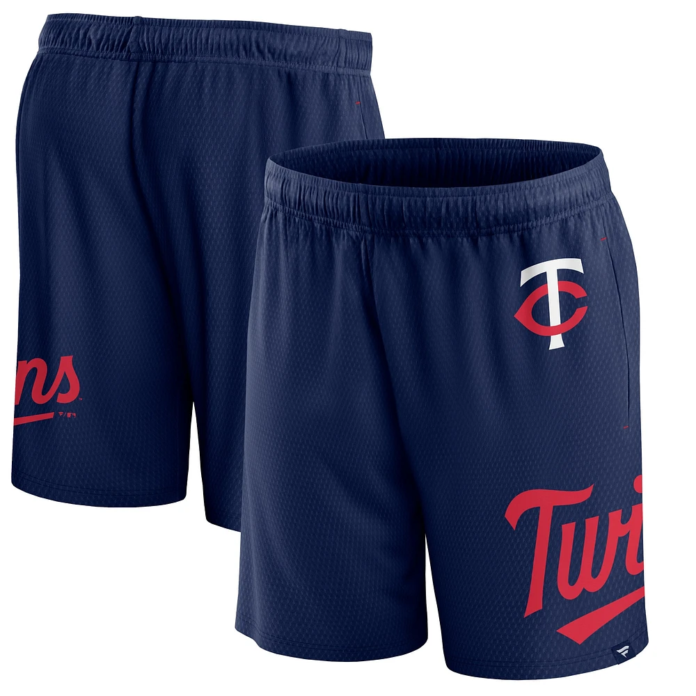 Short en maille à clincher Fanatics pour hommes, bleu marine, Minnesota Twins