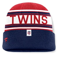 Men's Fanatics Navy Minnesota Twins Fundamental Team Stripe Cuffed Knit Hat