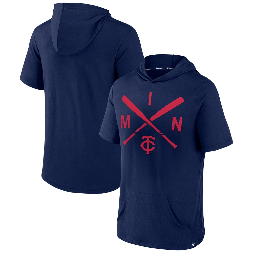 Men's Fanatics Navy Minnesota Twins Iconic Rebel Short Sleeve Hooded Top