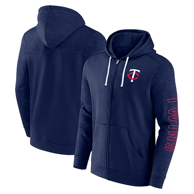 Sweat à capuche léger entièrement zippé pour hommes Fanatics Navy Minnesota Twins Offensive Line Up