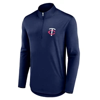 Haut à quart de zip Quarterback Fanatics pour hommes, bleu marine, Minnesota Twins